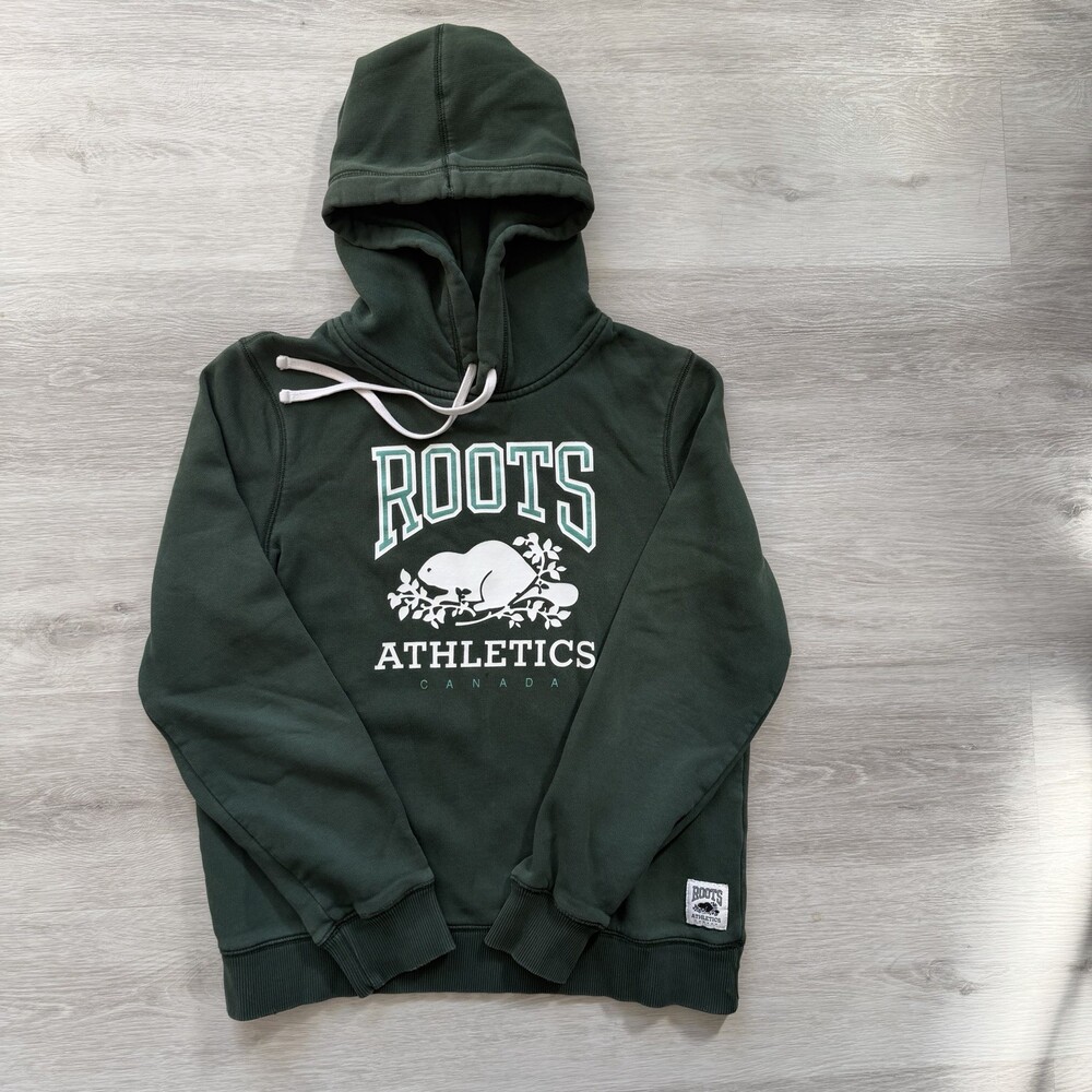 Roots Athletics Hoodie Forest Green Crisp Beaver Logo Men's Medium GUC